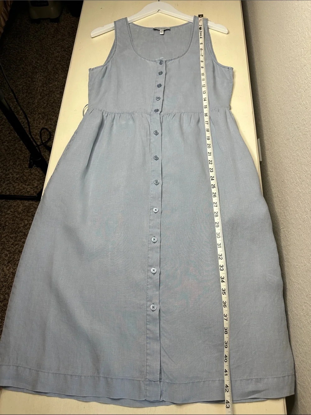 MICHAEL STARS Lulu Button-down Linen Midi Dress Size Medium Blue